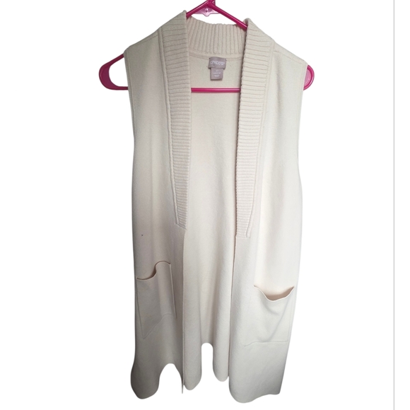 Chico's Sweaters - Chicos Women's Cream Cardigan Vest